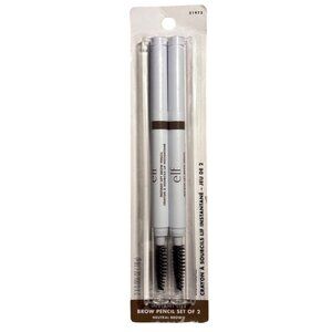 ELF Brow Pencil Instant Lift Neutral Brown Dual-Ended Spoolie Brush Set Of 2